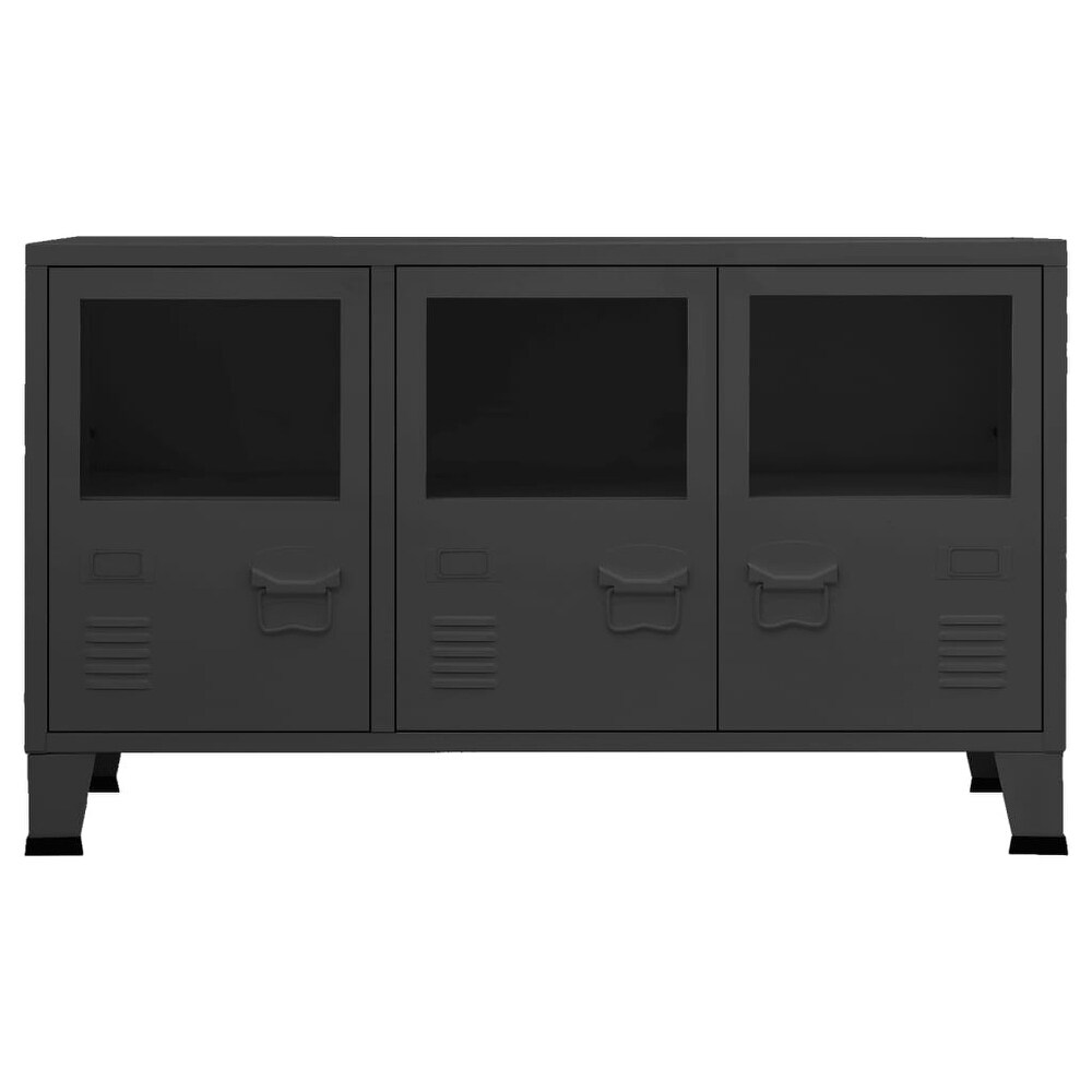 vidaXL Sideboard Industrial Storage Cabinet for Living Room Metal and Glass   41.3\