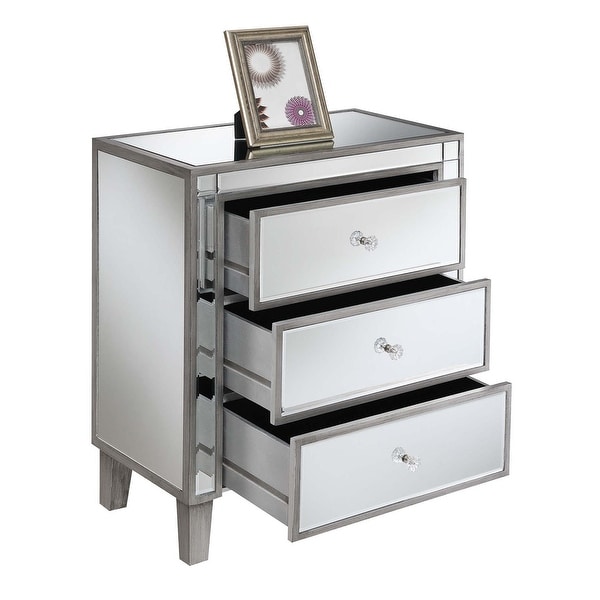 Silver Orchid Olivia 3-drawer Mirrored End Table