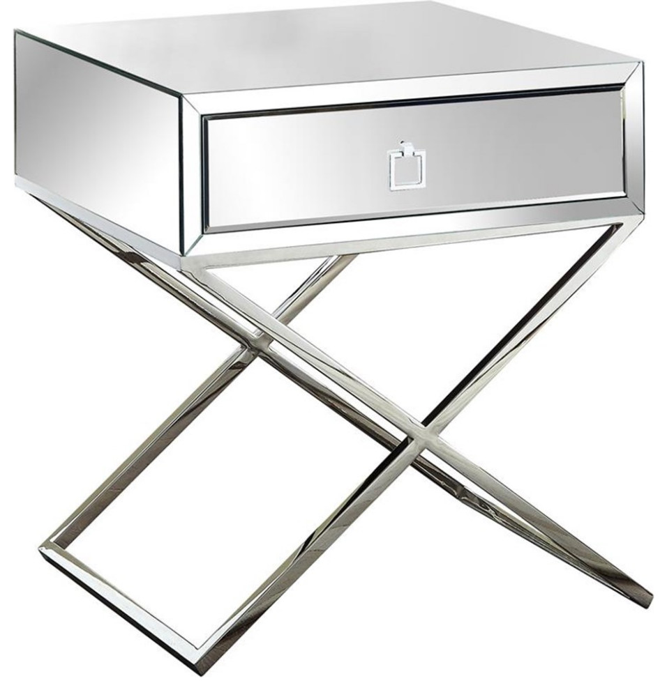 Home Square Lynn Side Table in Mirrored and Chrome   Set of 2   Contemporary   Side Tables And End Tables   by Homesquare  Houzz