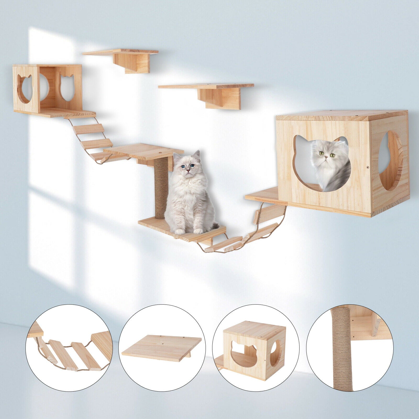 TFCFL 9PCS Cat Shelves and Perches Wall Mounted Indoor Cats Furniture Cat Wall House Set