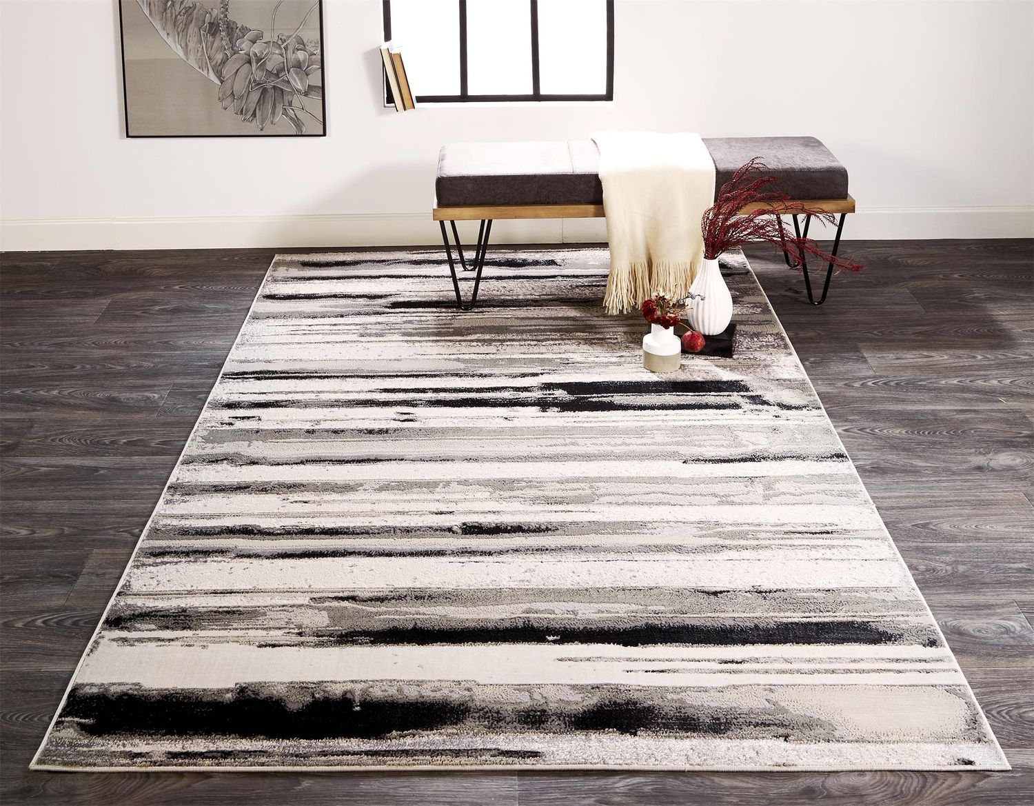 Orin Silver and Gray Rug by BD Fine