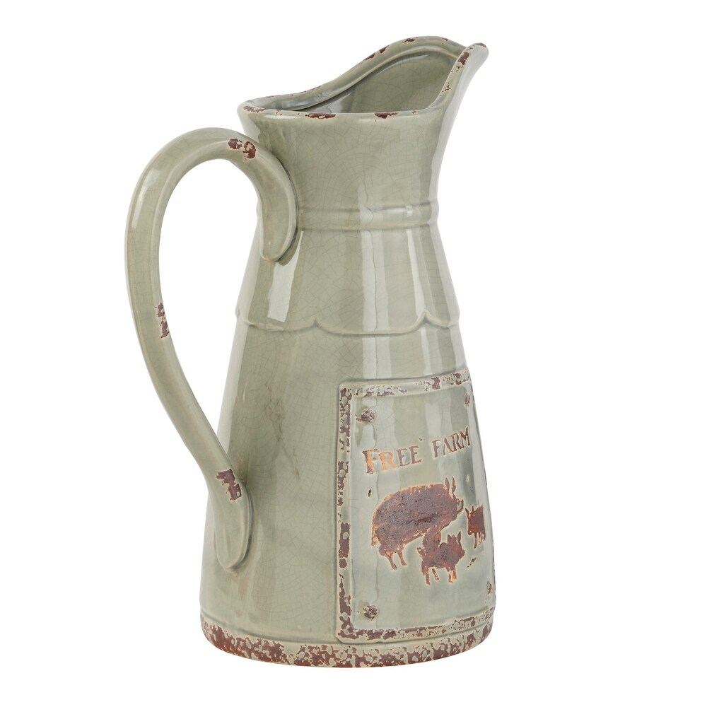 Grey Porcelain Farmhouse Decorative Pitcher 13 x 9 x 6   9 x 6 x 13