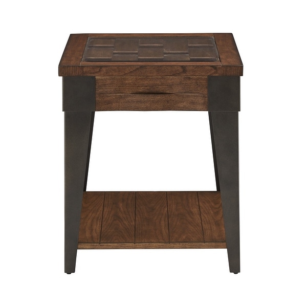 Cain Dark Brown Wood and Metal End Table by iNSPIRE Q Modern - End Table