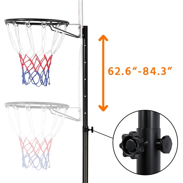 Topeakmart 5' to 7' Height-Adjustable Basketball Hoop System Goal Outdoor with Wheels， Water and Sand Filled Base