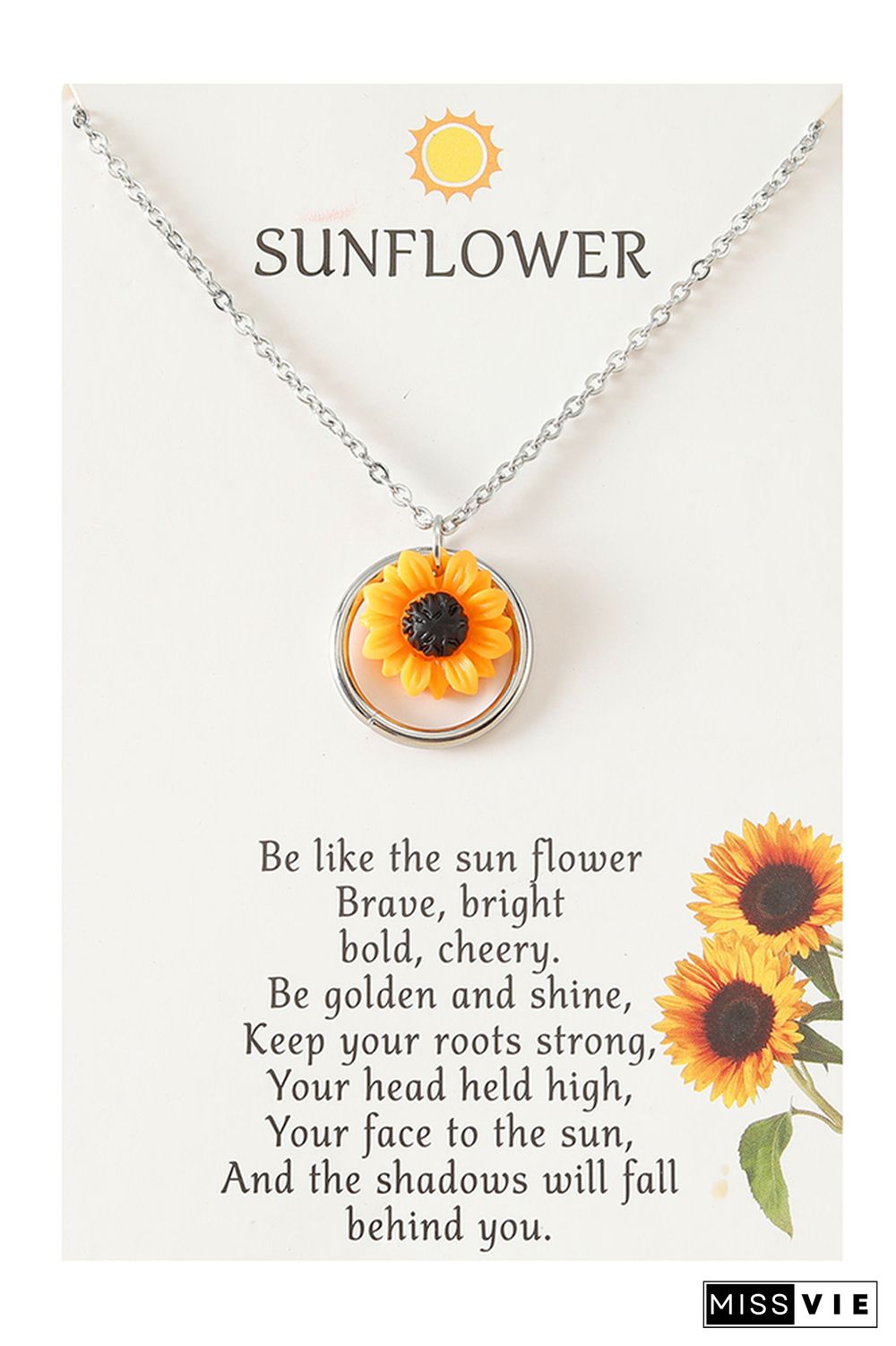 Sunflower Decor Steel Chain Necklace MOQ 5PCs