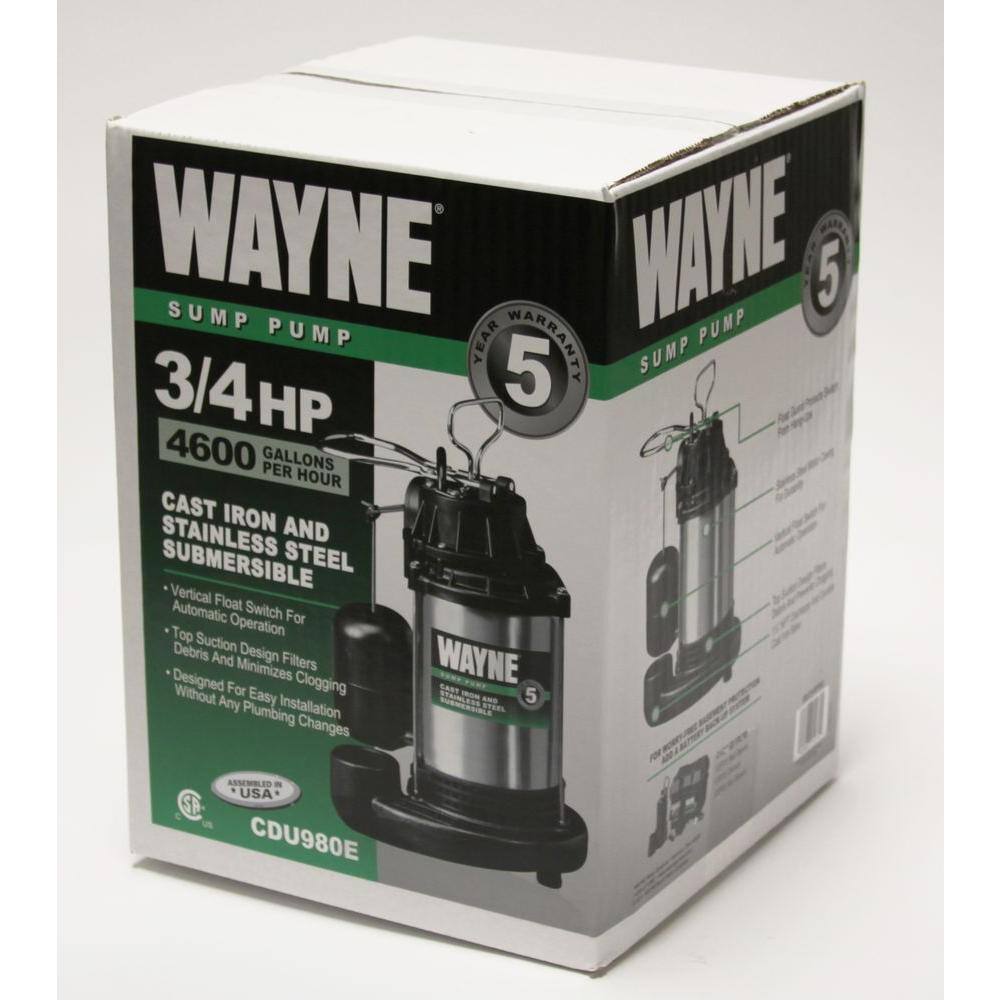 Wayne 34 HP Submersible Sump Pump CDU980E