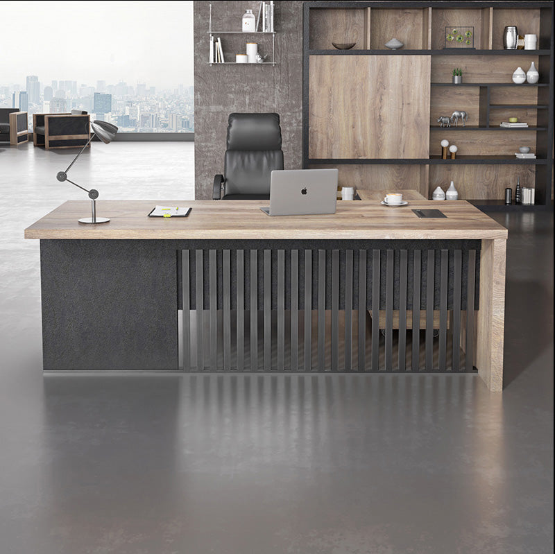 AFTAN BLACK HAWK Limited Edition - Executive Desk Pedestal & Left Mobile Return 180cm - Warm Oak &Black