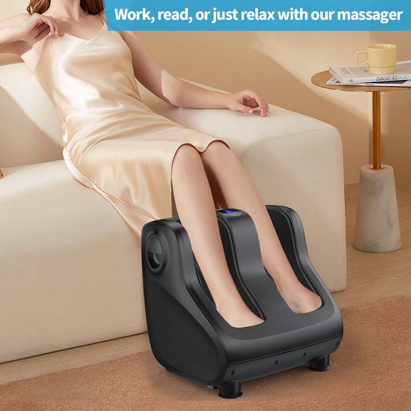 Foot & Calf Massager with Heat & Remote, Shiatsu Kneading Electric Massage Machine with Adjustable Tilt Base, Timer, LCD Screen