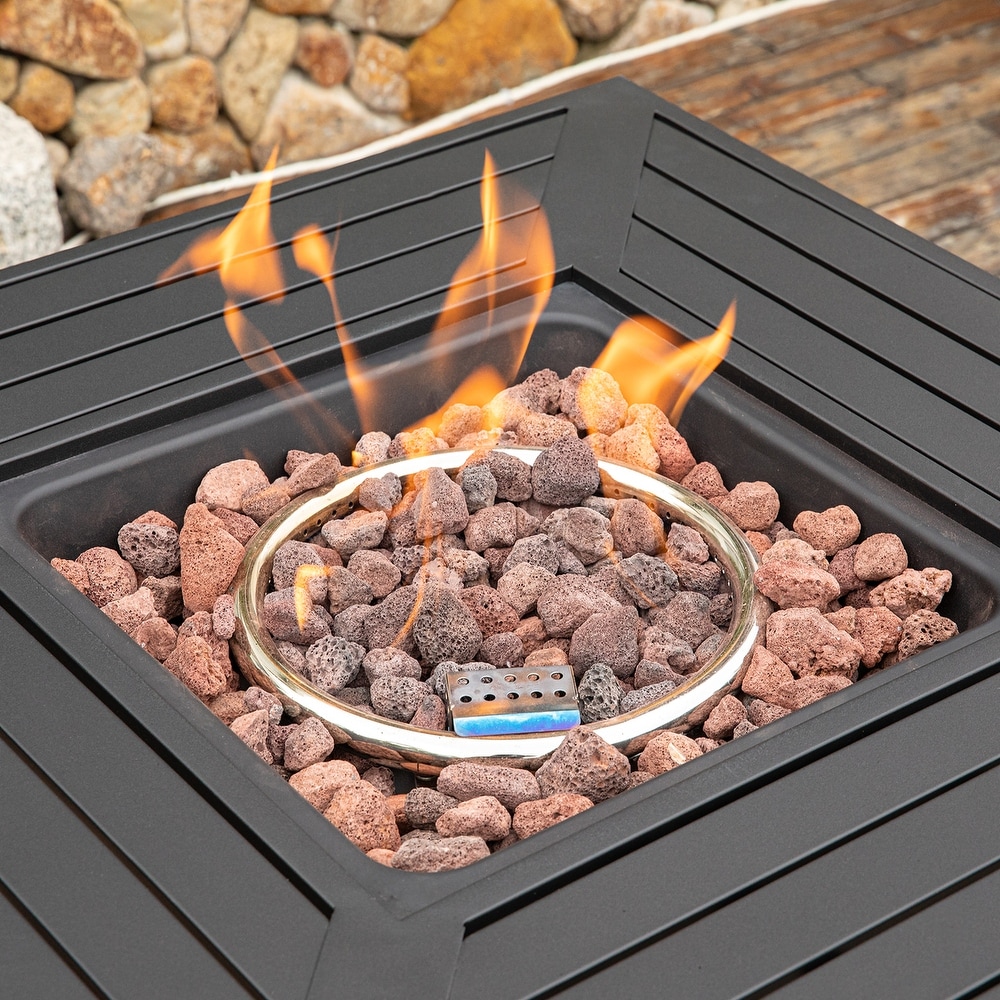 COSIEST 40 000 BTU Outdoor 28 inch Square Metal Fire Table