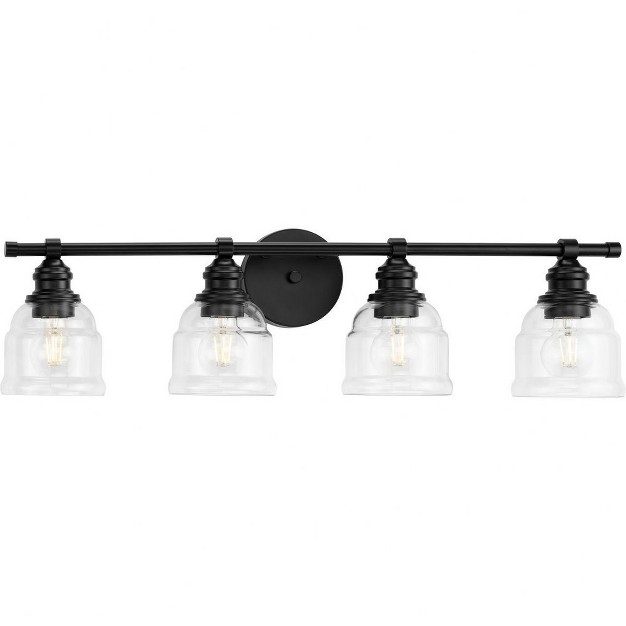 Progress Lighting Ambrose 4 light Vanity Light Matte Black Clear Glass Shades