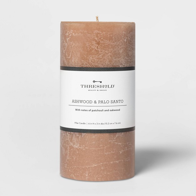 Pillar Ashwood And Palo Santo Candle Tan