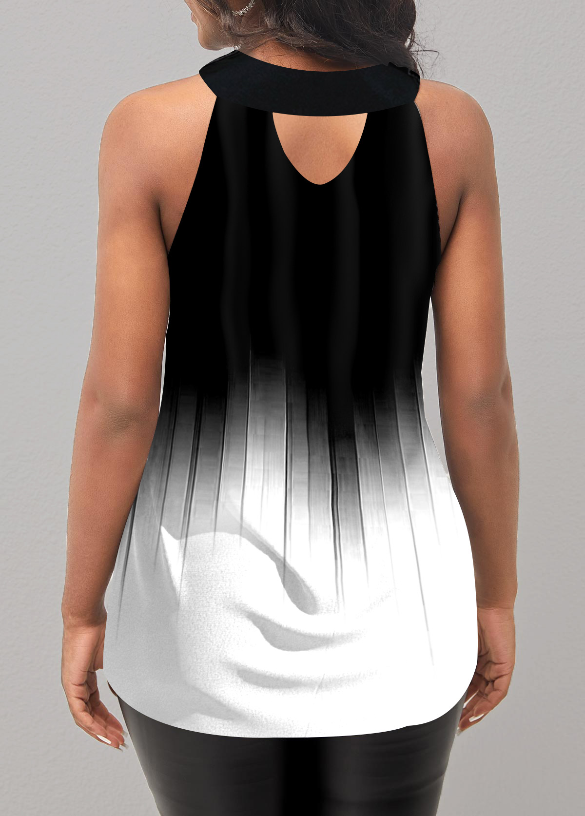 Black Ombre Cross Strap Tank Top