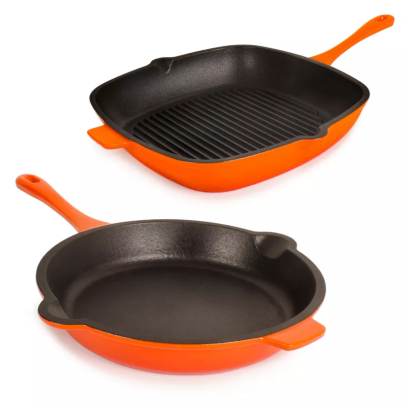 BergHOFF Neo 2-pc. Cast-Iron Frypan and Grill Pan Set