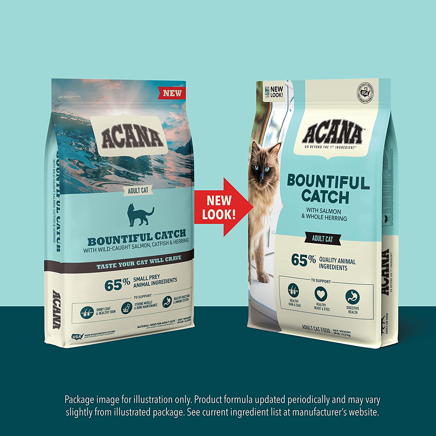 Acana Dry Cat Food， Bountiful Catch， Salmon， Catfish， and Herring， 10lb