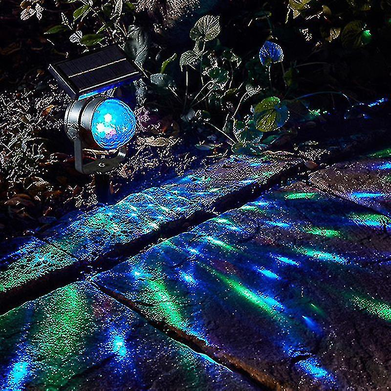 Auspicious-solar Rotary Spotlight For Lawn， Birthday， Party， Ktv， Wedding， Outdoor Colorful Spot Light Rotating Projection Lamp Outdoor Garden Lightin