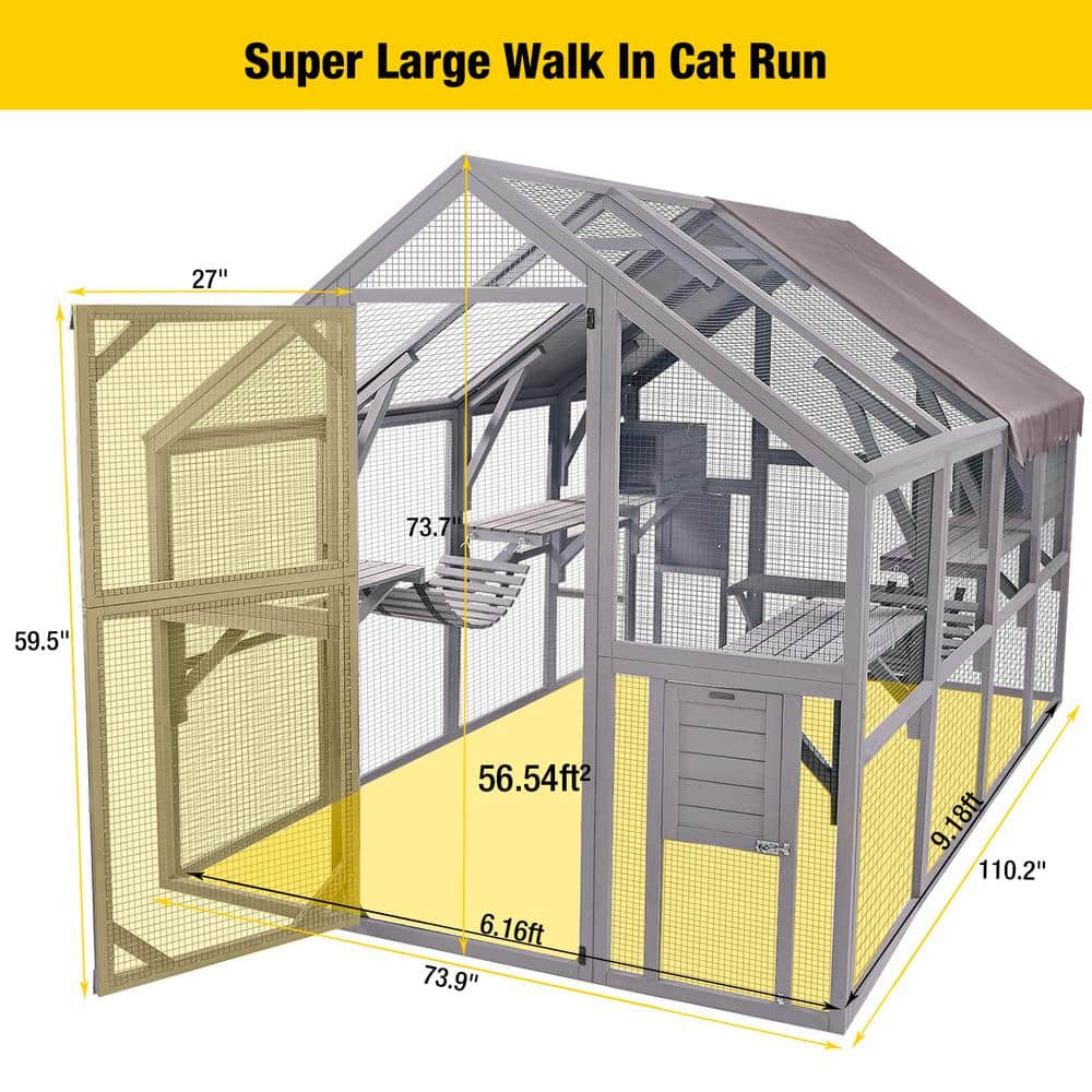 aivituvin Outdoor Cat Run : Large Cat Enclosure AIR52，💝 Last Day For Clearance only $59.99-