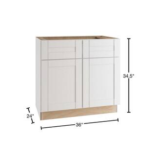 Home Decorators Collection Washington Vesper White Plywood Shaker Stock Assembled Sink Base Kitchen Cabinet Soft Close 36 in. x 34.5 in. x24 in. SB36-WVW