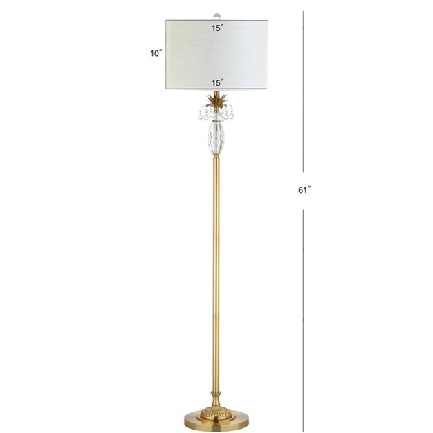 Crystal metal Adalyn Floor Lamp includes Led Light Bulb Gold Jonathan Y