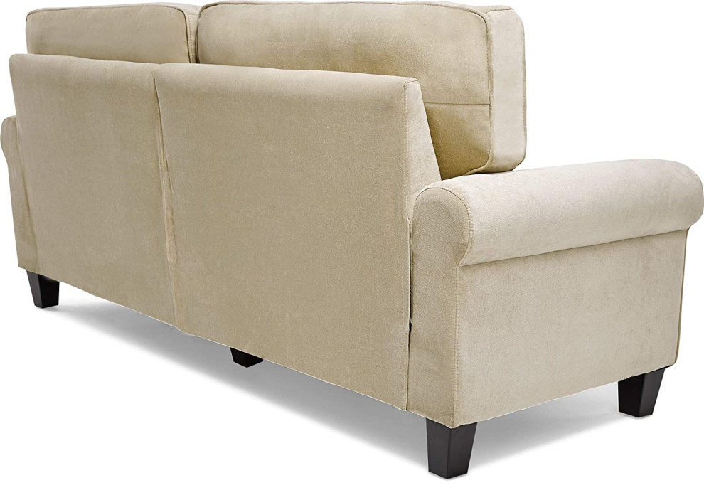 Traditional Sofa  Cushioned Seat With Pillowed Back  ampRounded Arms   Transitional   Sofas   by Decor Love  Houzz