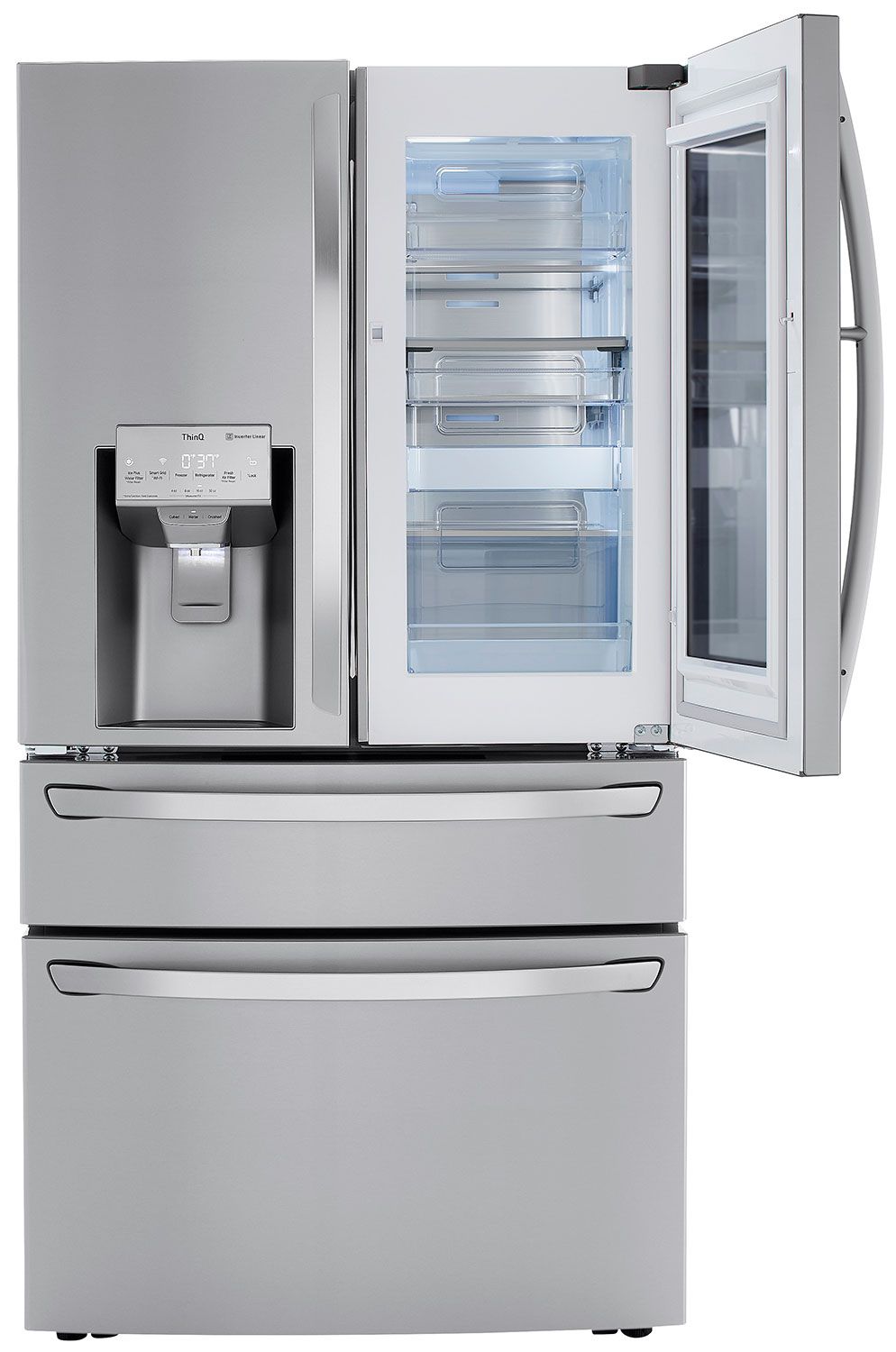 LG 23 Cu. Ft. PrintProof Stainless Steel Smart Wi-Fi Enabled InstaView Door-In-Door Counter-Depth Refrigerator With Craft Ice Maker