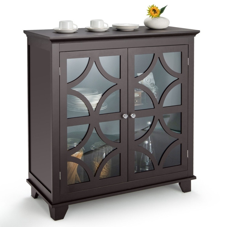 Kitchen Buffet Sideboard with Glass Doors and Adjustable Shelf   36\