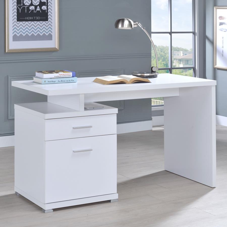 Irving 2-drawer Office Desk with Cabinet White - 800110