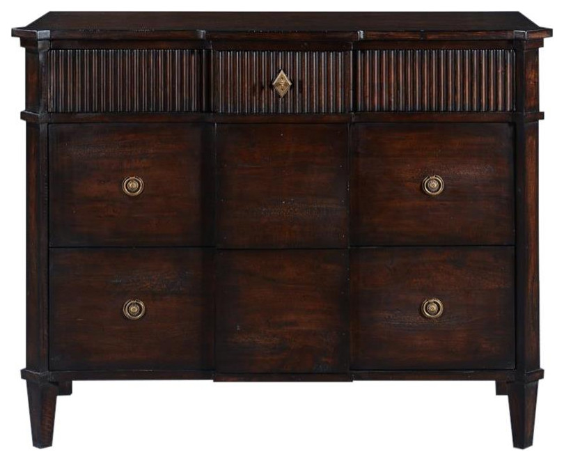 Chest St Denis Dark Rustic Pecan Wood Old World Distressed Soft Glide   Transitional   Accent Chests And Cabinets   by EuroLuxHome  Houzz