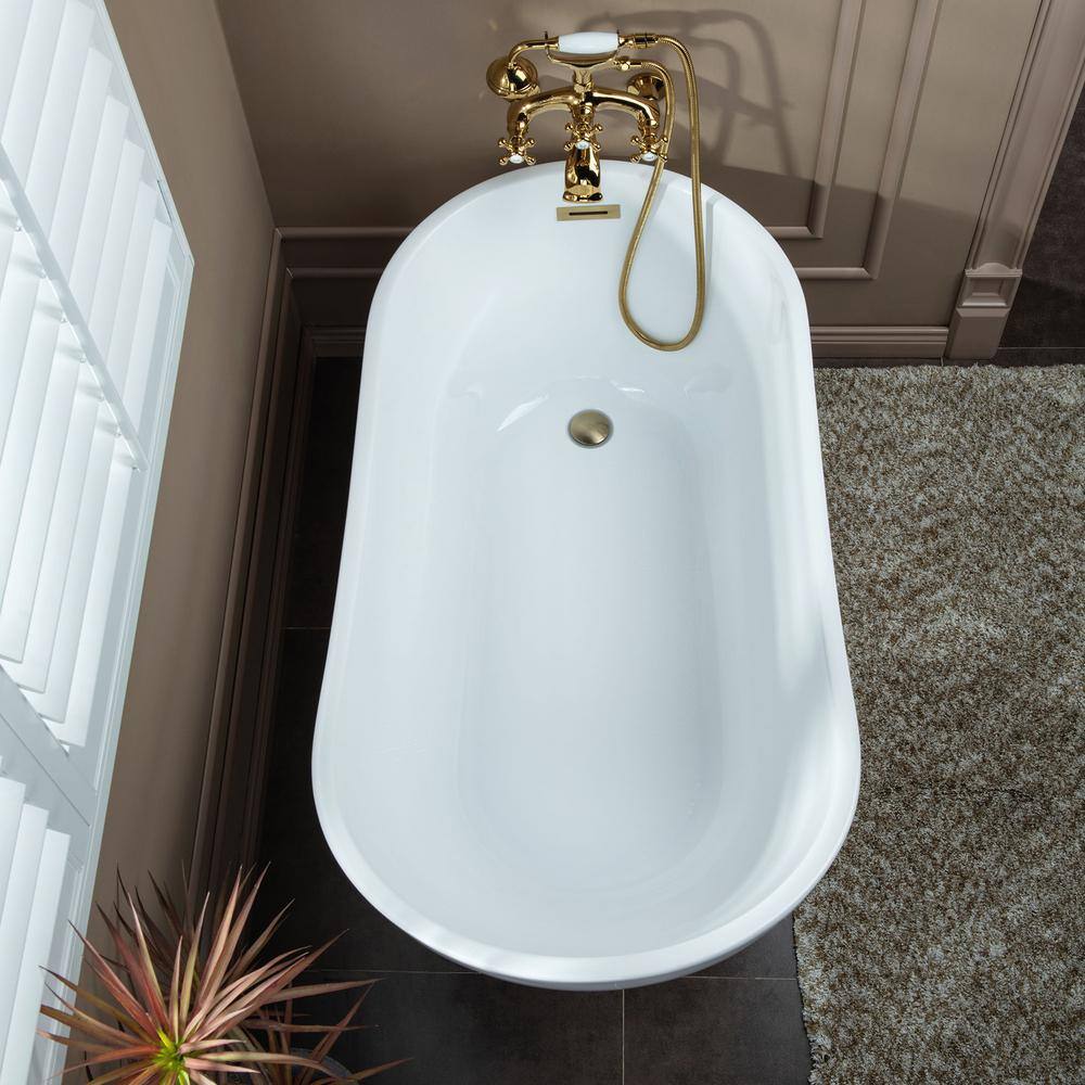 WOODBRIDGE 3-Handle Wall-Mount Adjustable Centers Bathtub Faucet with Handshower and Hose in Polished Gold F1229