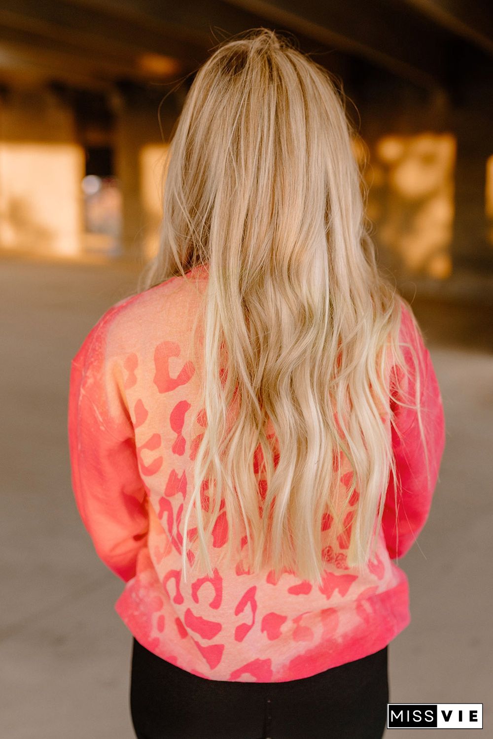 Pink Bleached Cheetah Print Sweatshirt