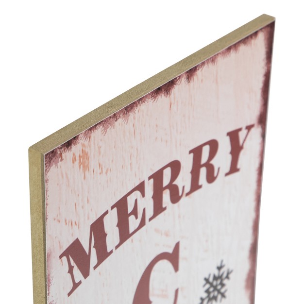 Merry Christmas Tree And Snowflakes Porch Board Sign Decoration