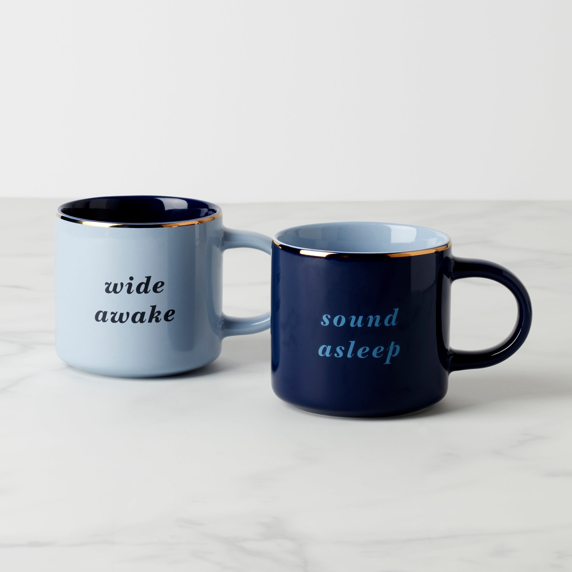 Wide Awake & Sound Asleep Mugs, Set of 2