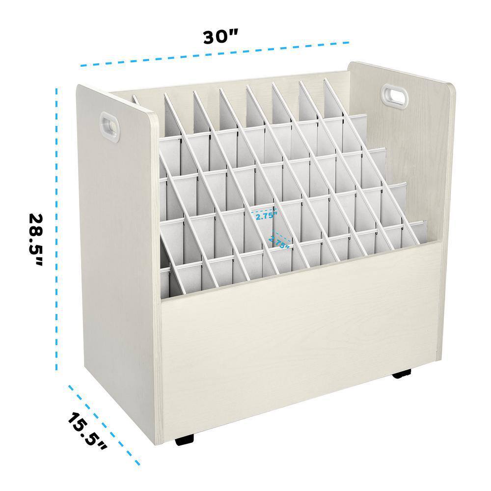 AdirOffice 50-Compartment White Mobile Wood Roll File Storage Organizer (2-Pack) 626-WHI-2PK