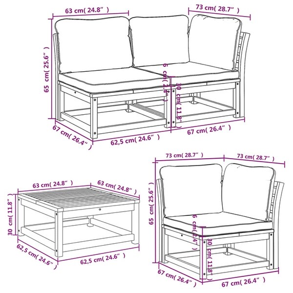 vidaXL Patio Sofa with Cushions 2Seater Outdoor Loveseat Solid Wood Acacia