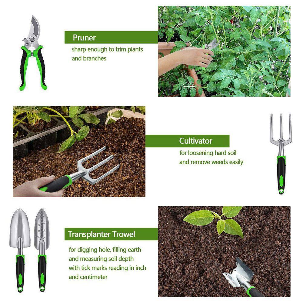 105-Piece Green Heavy-Duty AluminumGarden Tool Set with Tool Pouch B08SBMH631