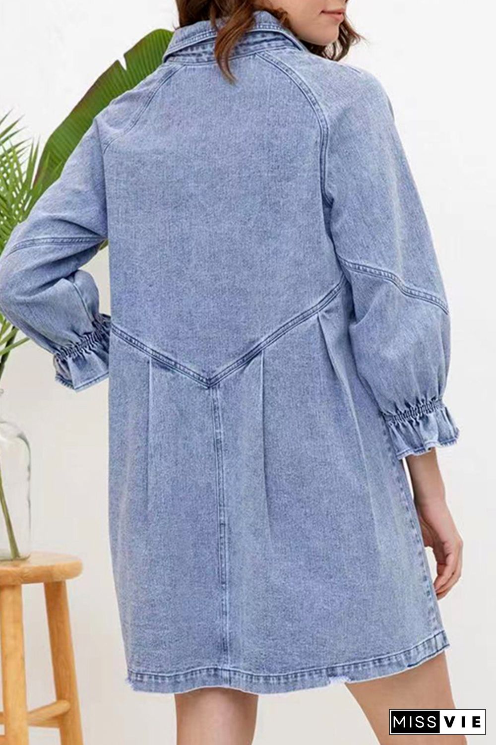 Casual Solid Patchwork Turndown Collar Shirt Dress Dresses