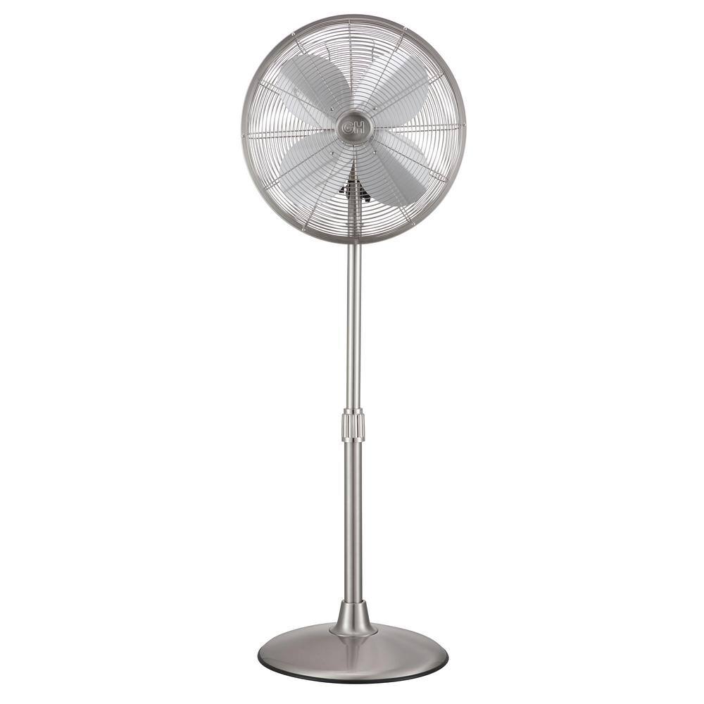 GOOD HOUSEKEEPING Retro 16 in. All-Metal Pedestal Fan in Brushed Nickel 92654-BN