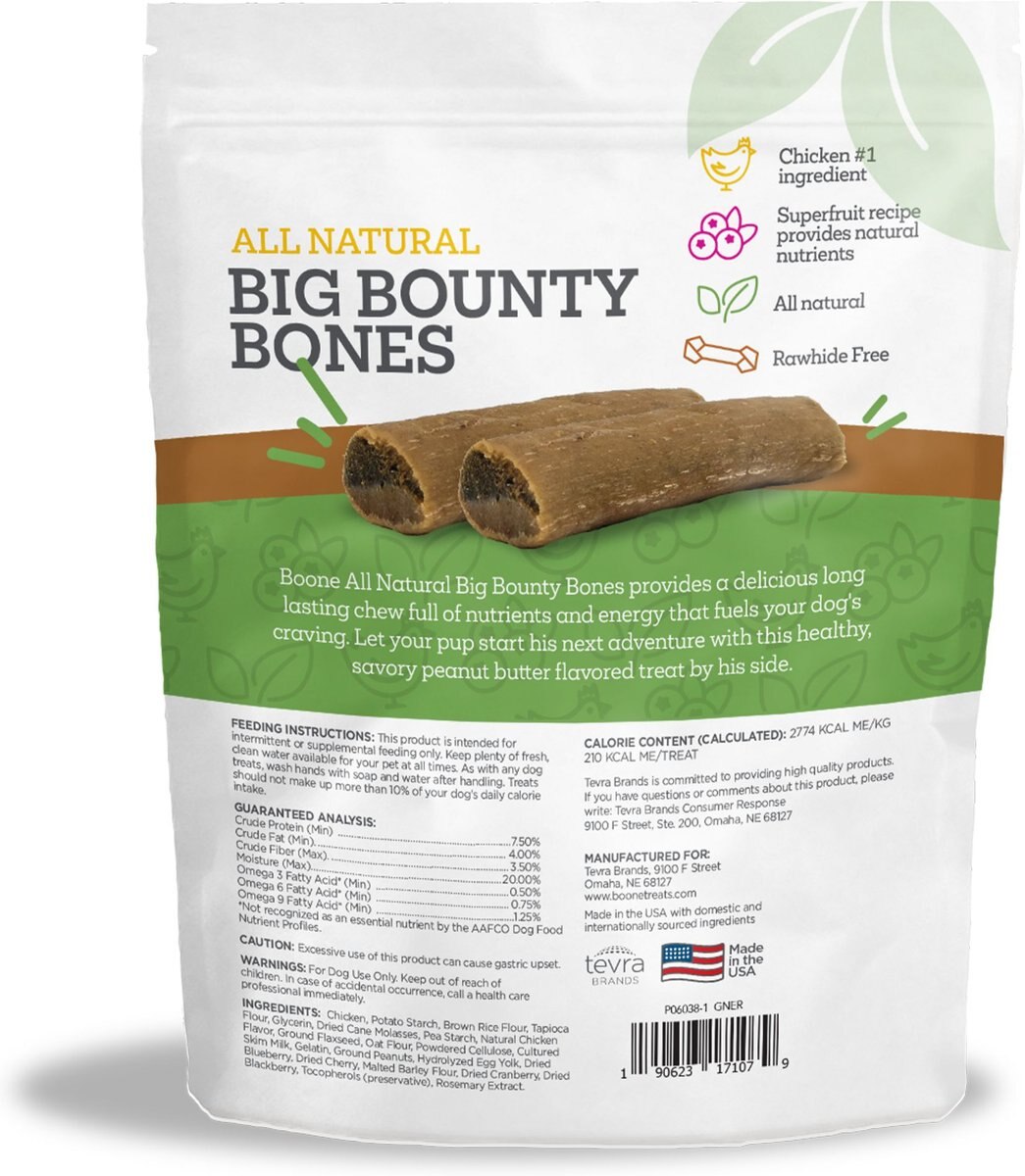 Boone Bounty Big Bones Peanut Butter Flavor Dog Treats， 16-oz abg