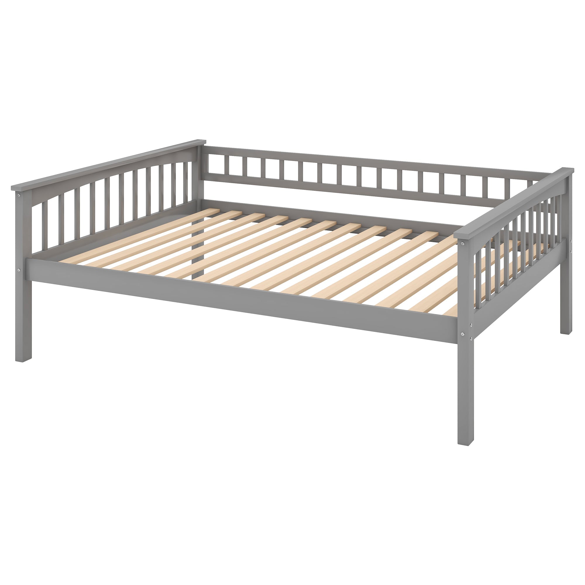 Euroco Pine Wood Bunk Bed With Storage, Full-Over-Full, Grey