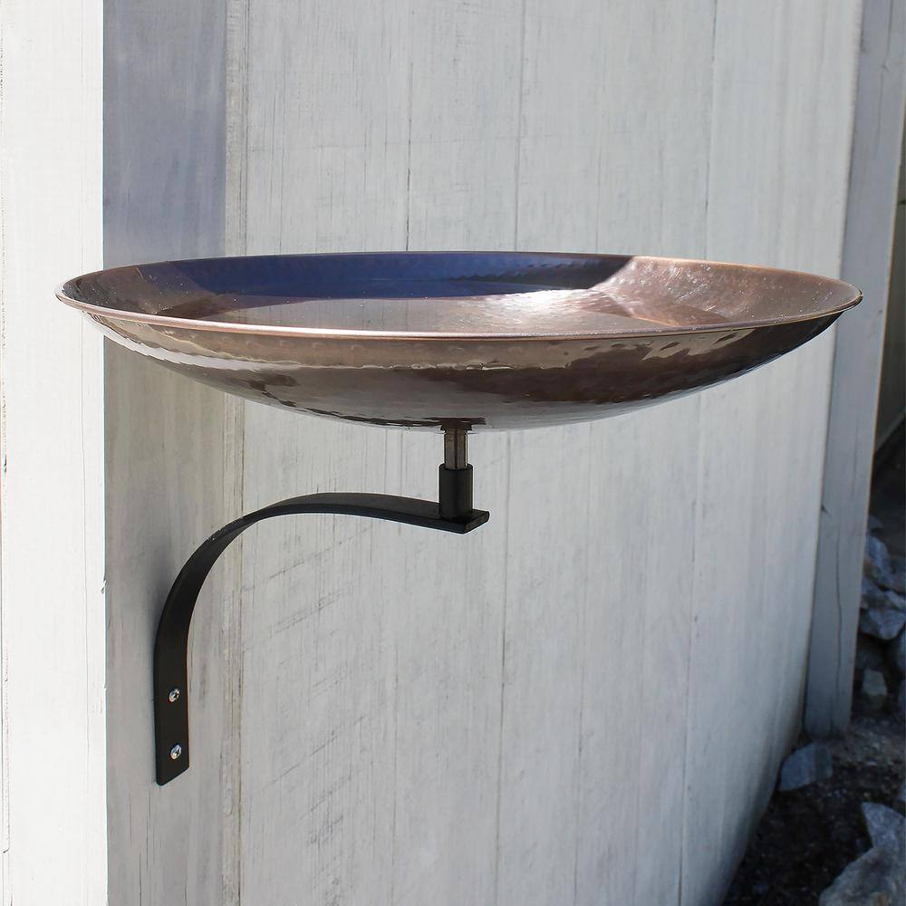 Achla Designs 14 in. W Antique Burnt Copper Birdbath with Wall Mount Bracket BCB-01-WM