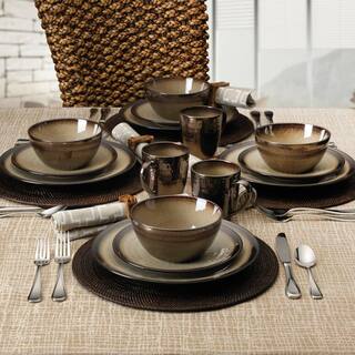 Gourmet Basics by Mikasa Anastasia 16-Piece Modern Cream Stoneware Dinnerware Set (Set for 4) 5239014