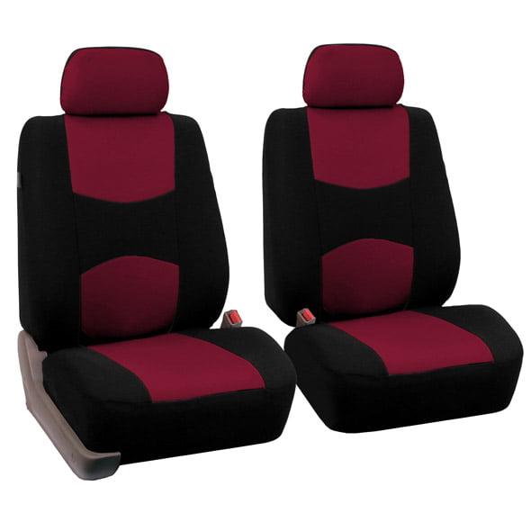 FH Group AFFB050BRGNDY102 Burgundy Flat Cloth Front Set Car Seat Cover with Air Freshener