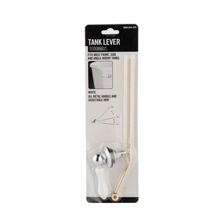 Everbilt Universal Mount Brass Toilet Tank Lever in White and Chrome 225441-W