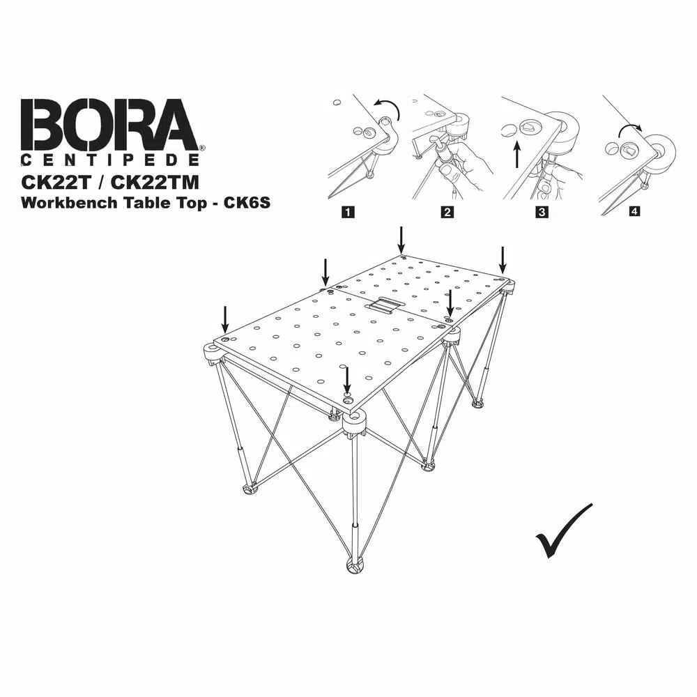 BORA Centipede 24 in. x 48 in. Workbench Top for Sawhorse with 3/4 in. Dog Holes and#8211; XDC Depot