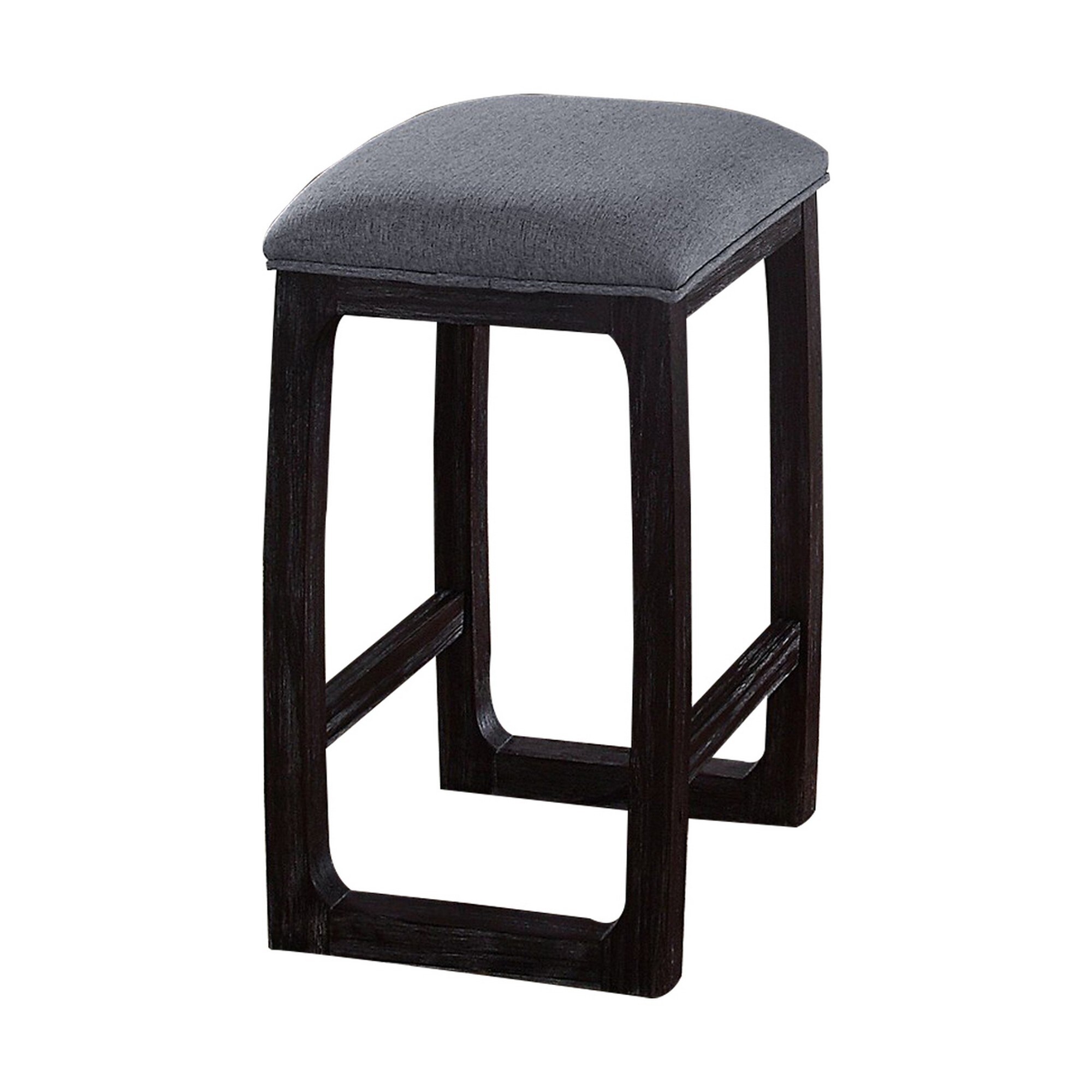 Wooden Counter Height Stool with Fabric Upholstered Seat， Gray and Brown