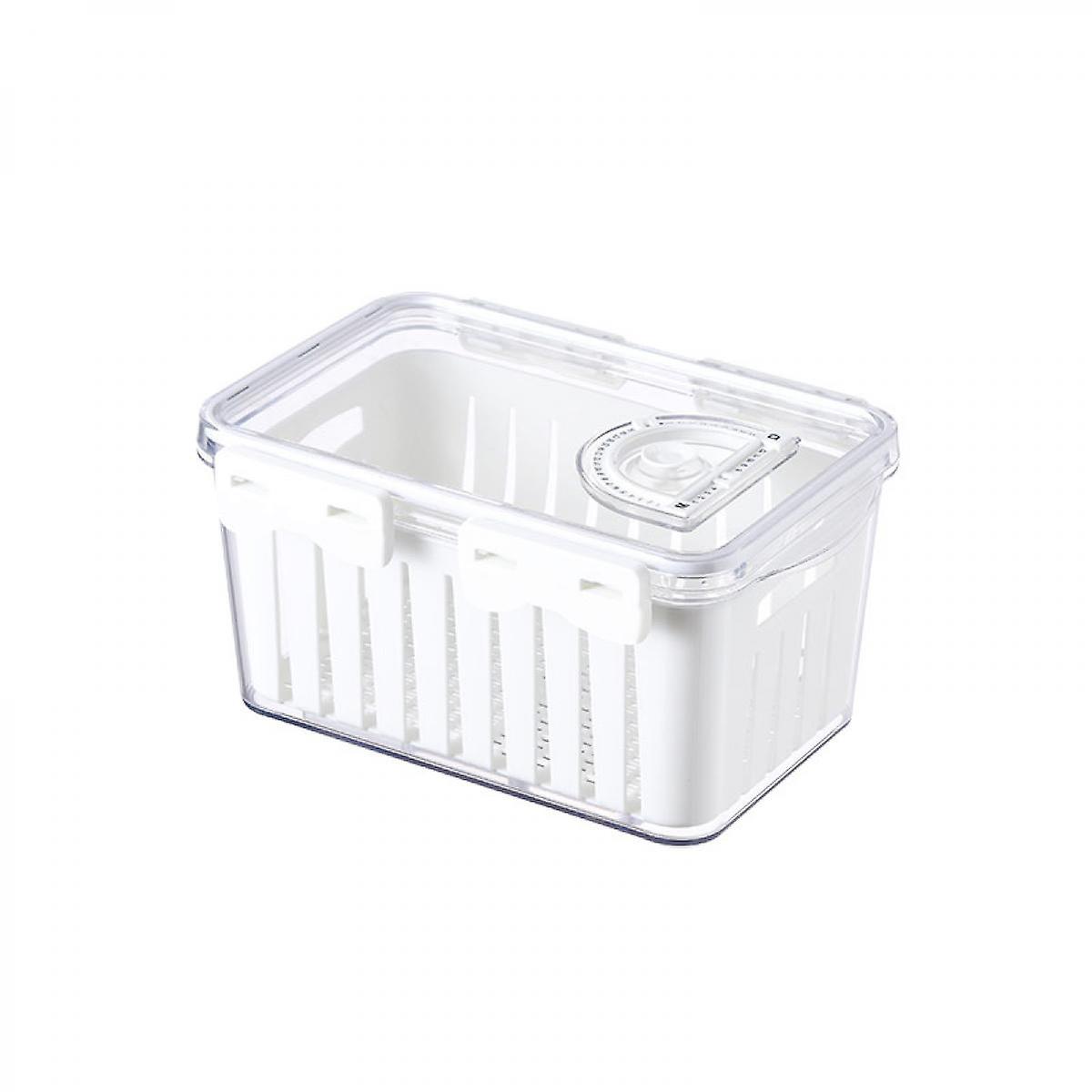 Creative Drainage Sealed Plastic Box Refrigerator Crisper Sundries Kitchen Storage Box M (white)