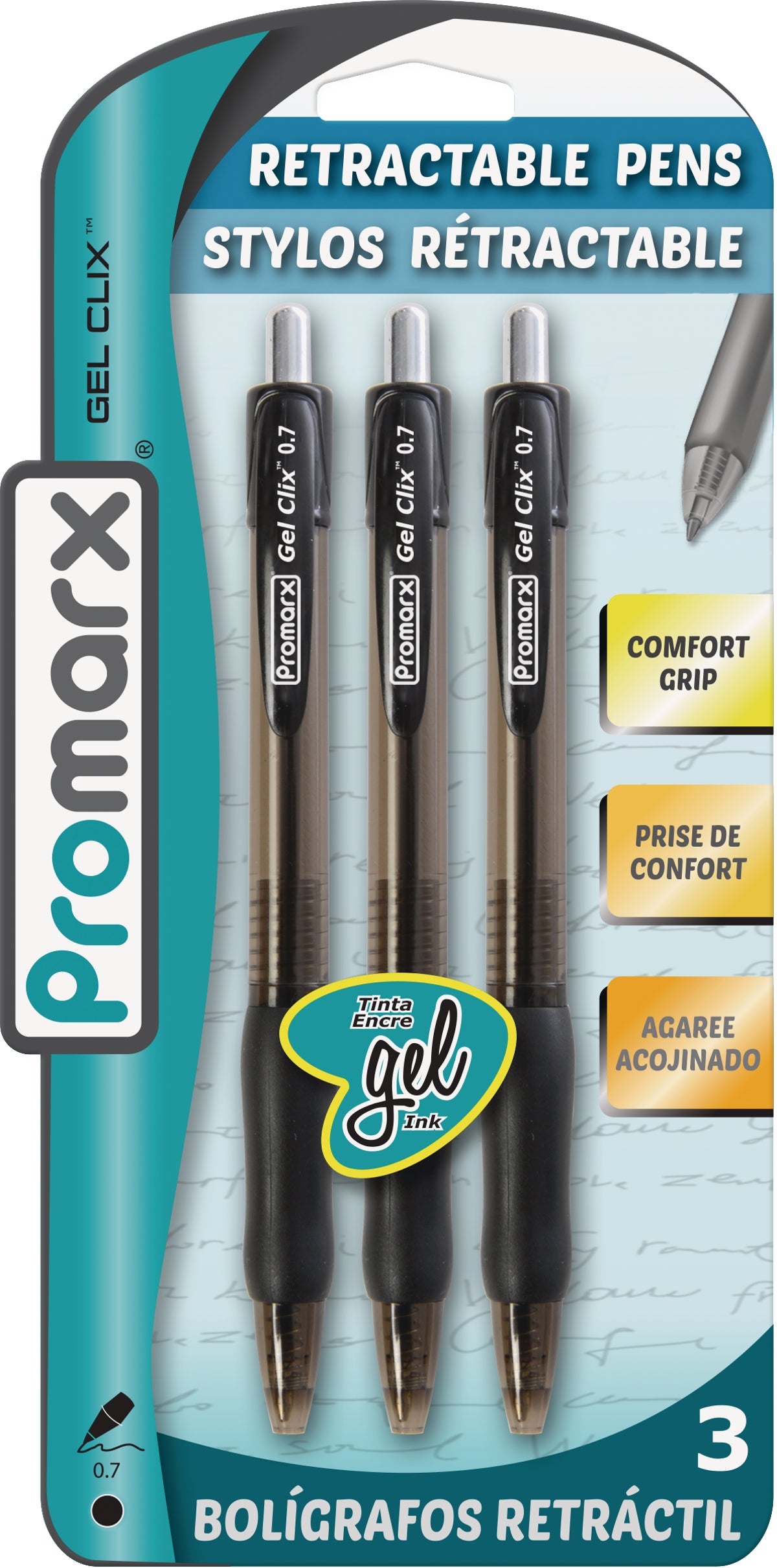 ProMarx Gel Clix Retractable Pen Black (Pack of 12)