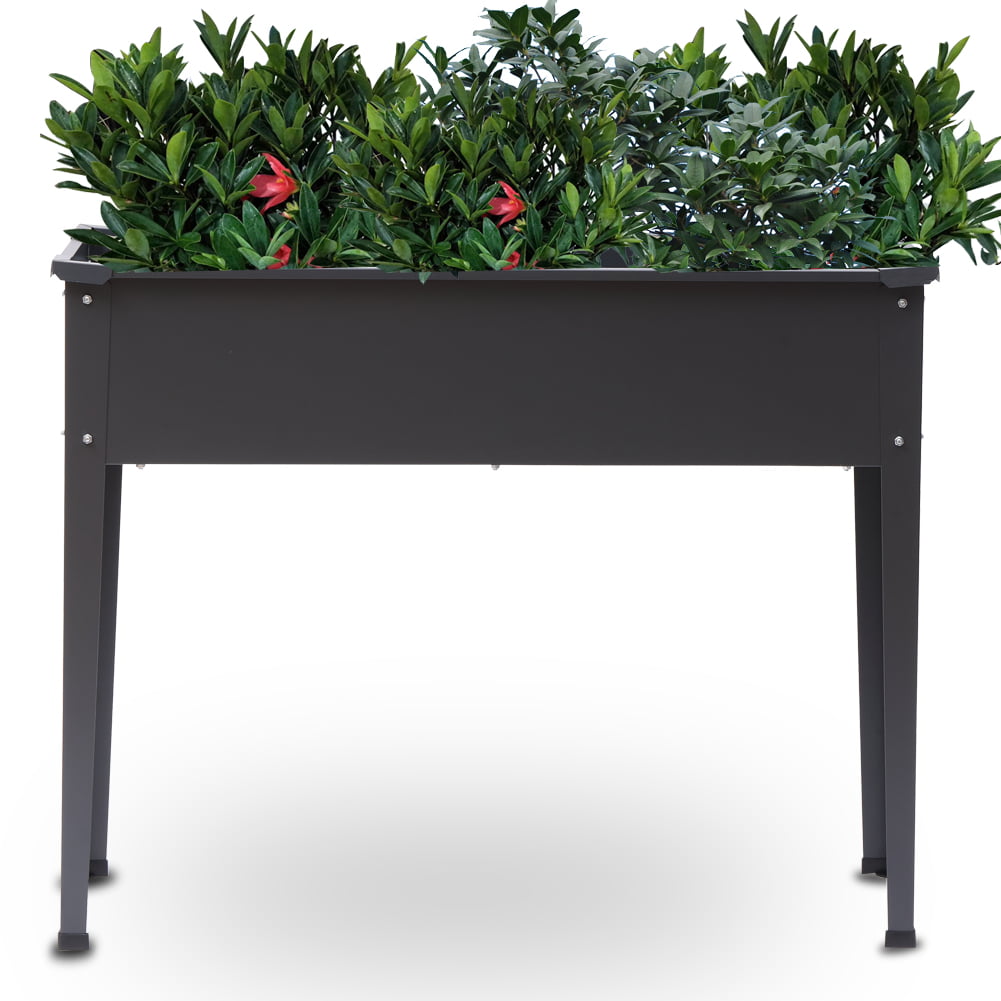 Dulce Domi Easy Moving Metal Raised Garden Bed for Outdoor Backyard, Outdoor Planters 40x12x31.5in, Black