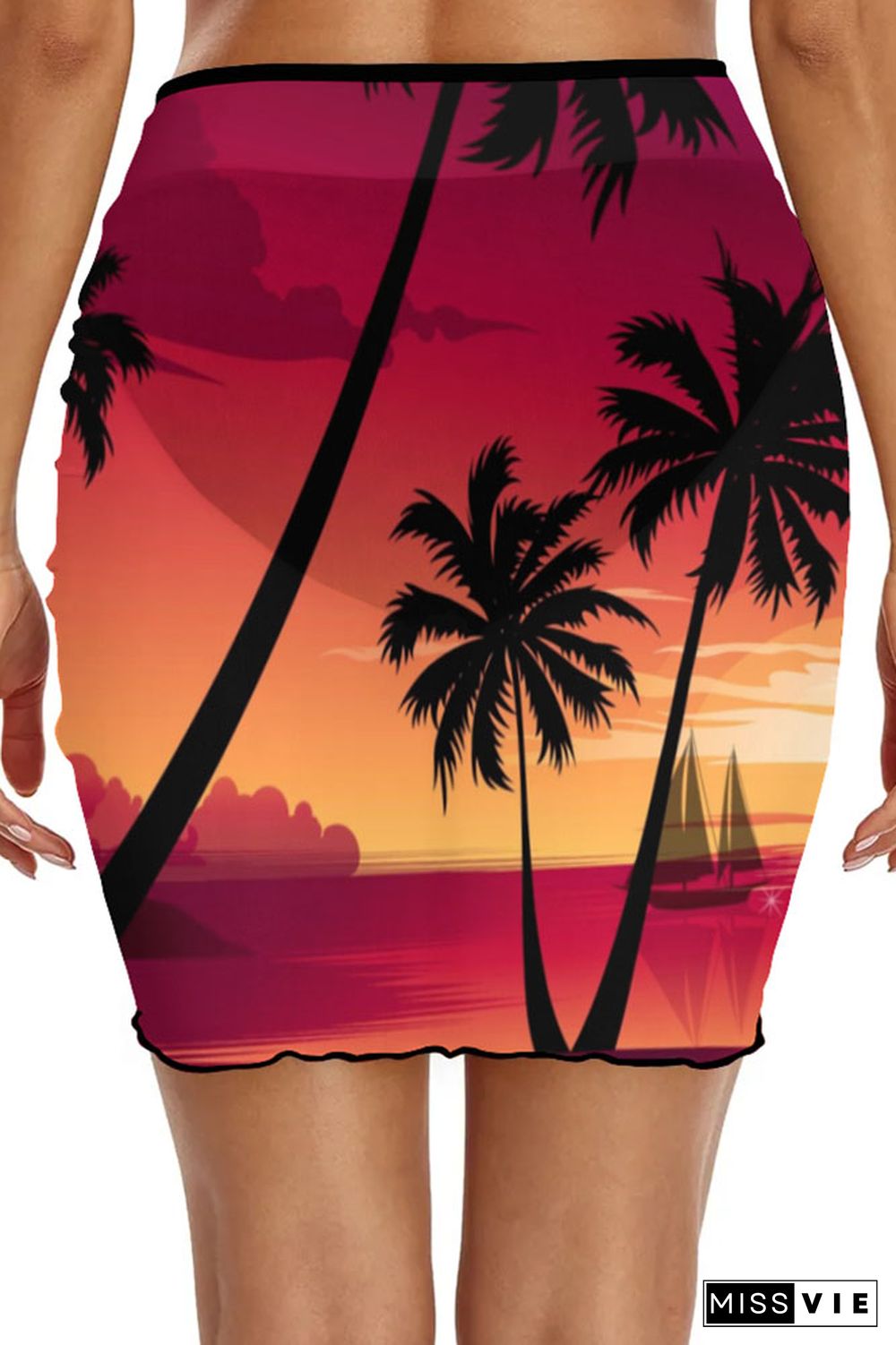 Gradient Tie Dye Ruched Beach Skirt