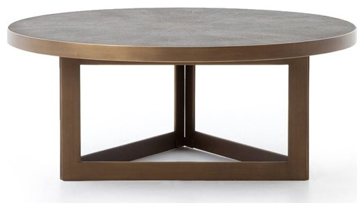 Majed Coffee Table Antique Brass  Gray Shagreen   Modern   Coffee And Accent Tables   by Virgil Stanis Design  Houzz