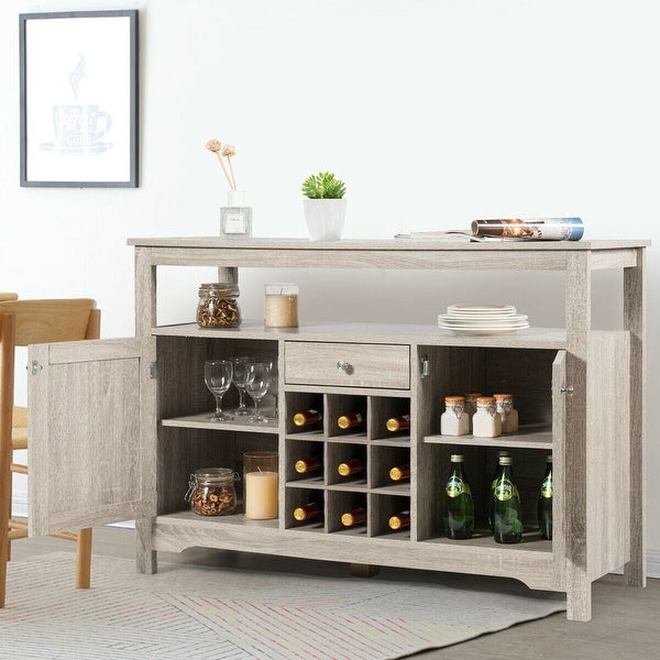 Wine Cabinet Console Table Buffet Server Sideboard Grey Home